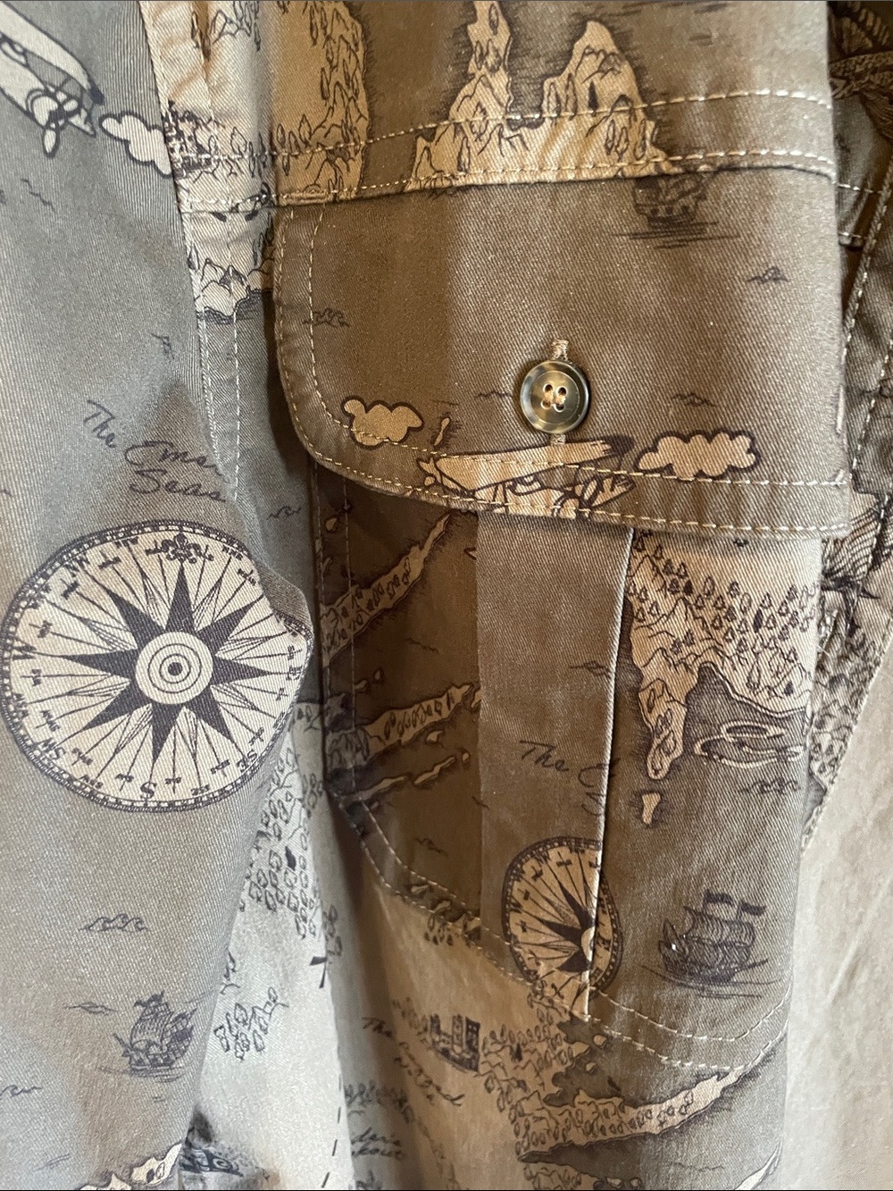 Banana Republic Olive Green Map-Print Utility Shirt Jacket - Picture 4 of 11